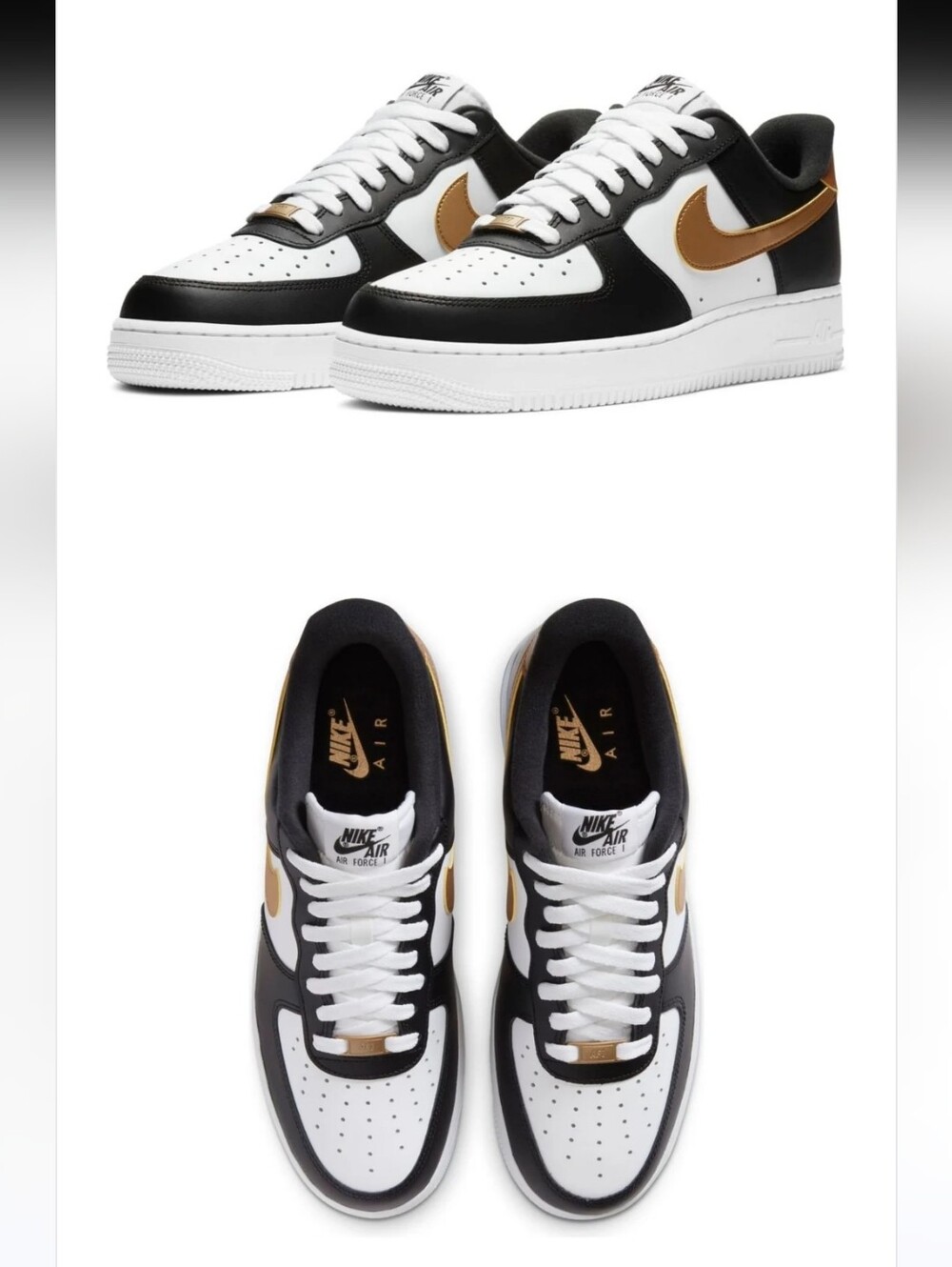 Nike Air Force 1 '07 Low-Black White Gold Swoosh